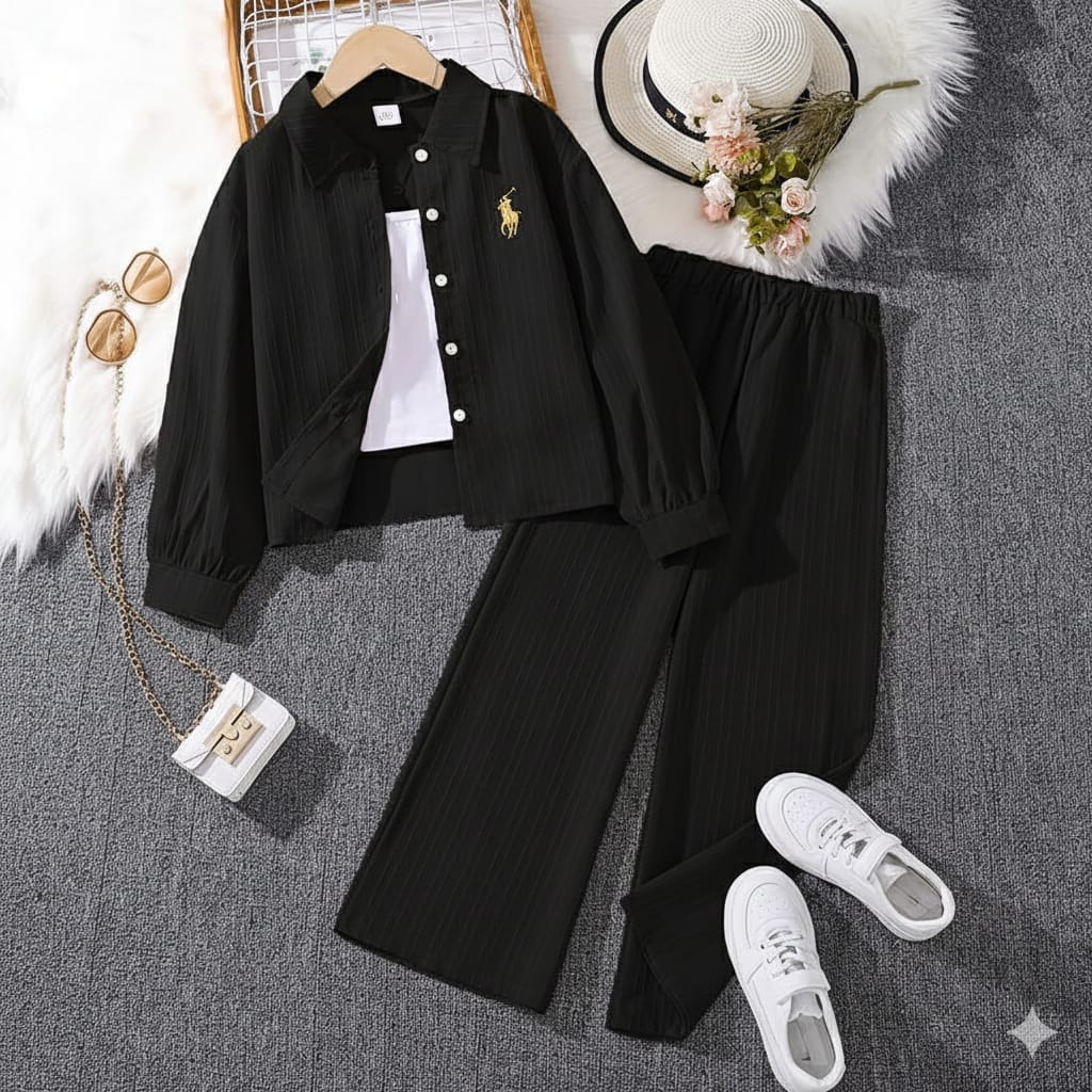 Polo Style Cord Set Black