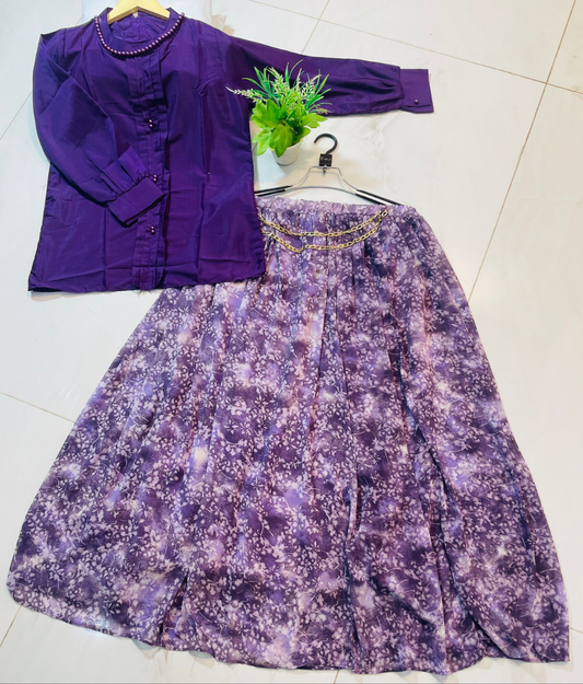 Western Top Mala Style , Shifon Skirt