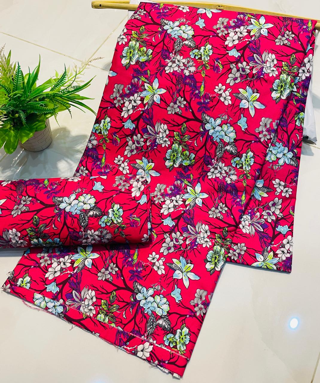 Mid Session Unstitched Cotton Suit – Digital Print Aroma Cotton – 4.5 Meter – Premium Quality