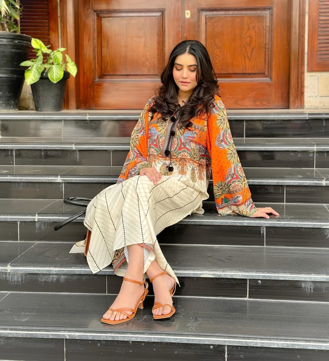 HIRA 2-Piece Digital Printed Co-Ord Set – Premium Silky Lawn | Stitched Sizes S–XL