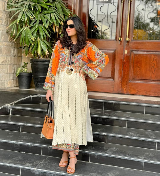 HIRA 2-Piece Digital Printed Co-Ord Set – Premium Silky Lawn | Stitched Sizes S–XL