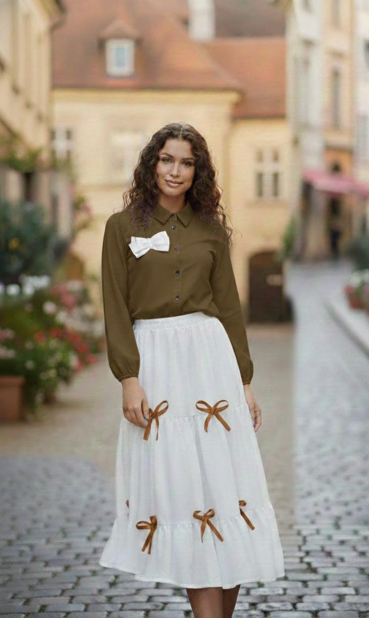 Ribbon Elegance Maxi Dress Dark Brown