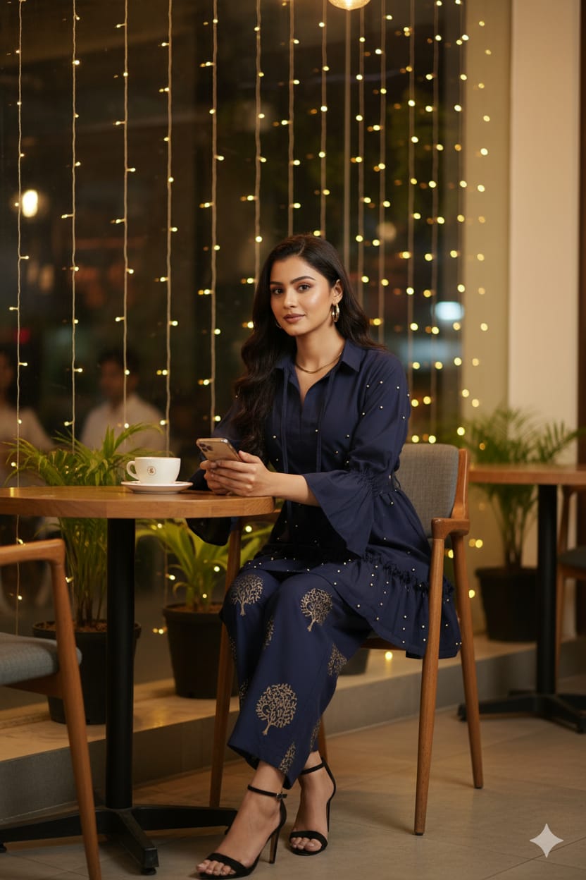 👗 Moti Charm — Western Top & Plazo Set 👗