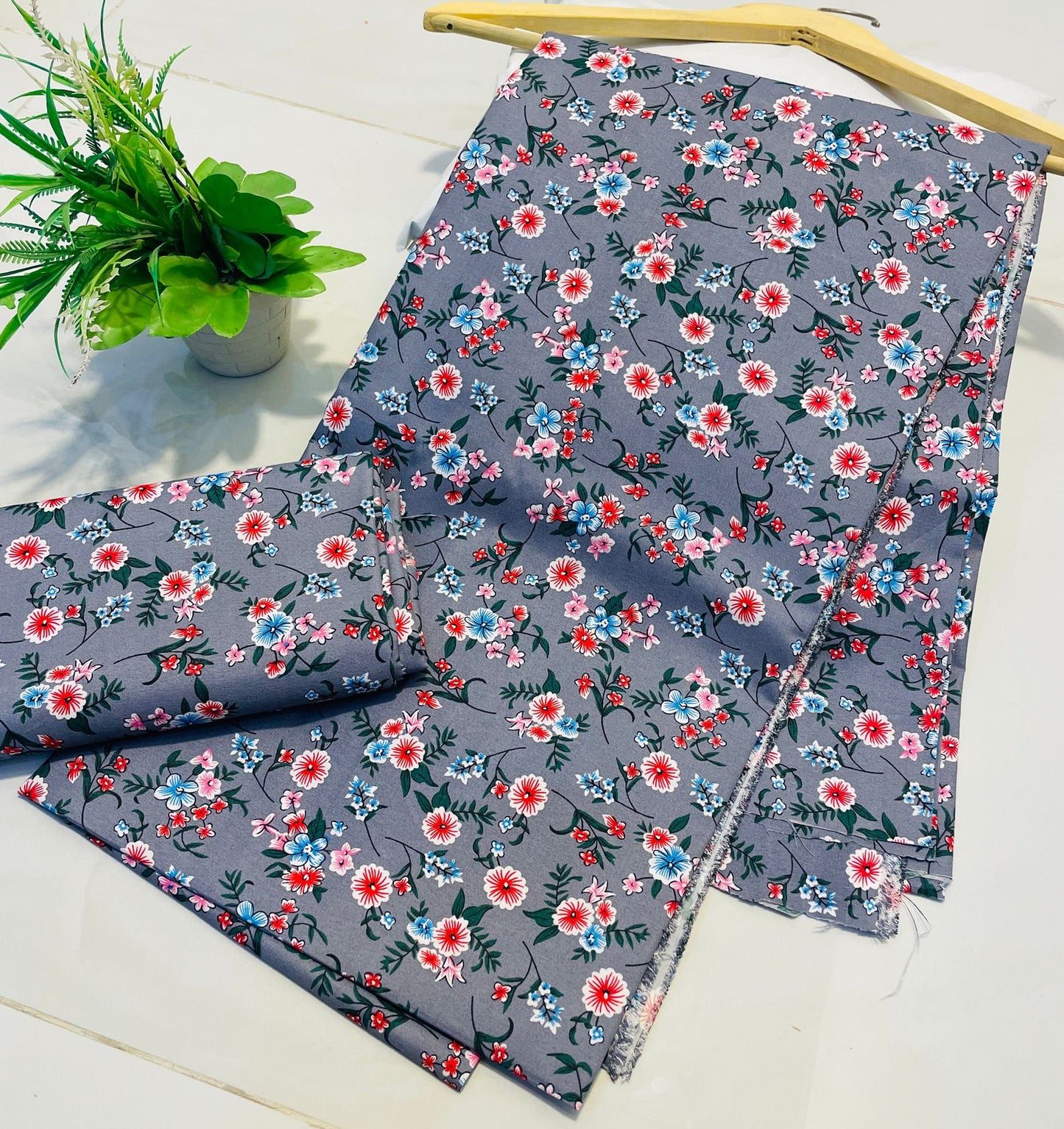 Summer Cotton UnStitched Suit