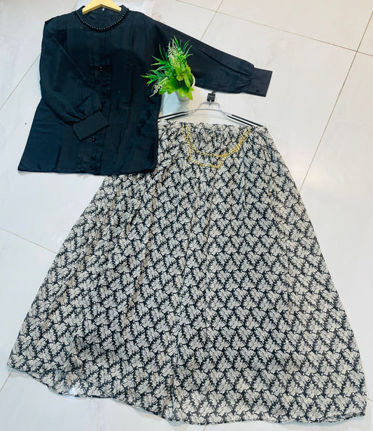 Western Top Mala Style , Shifon Skirt