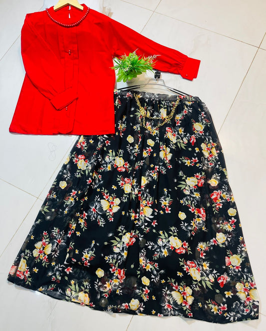 Western Top Mala Style , Shifon Skirt