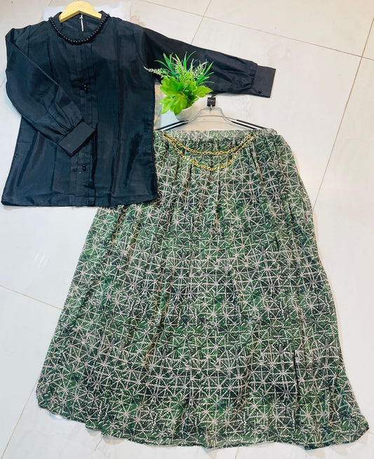 Western Top Mala Style , Shifon Skirt