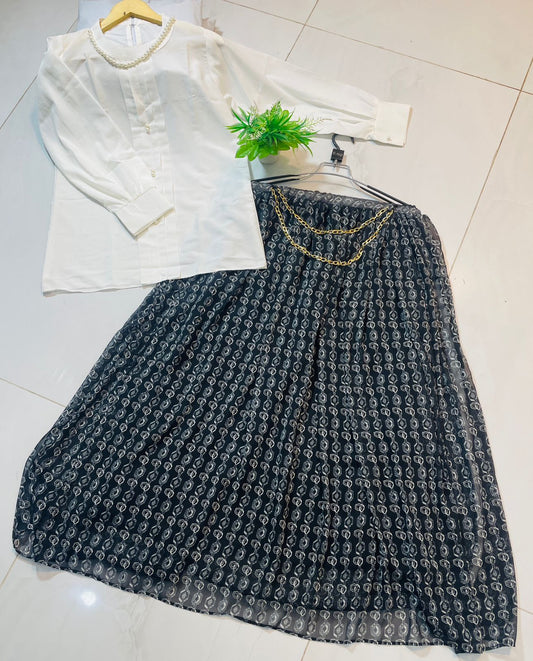 Western Top Mala Style , Shifon Skirt